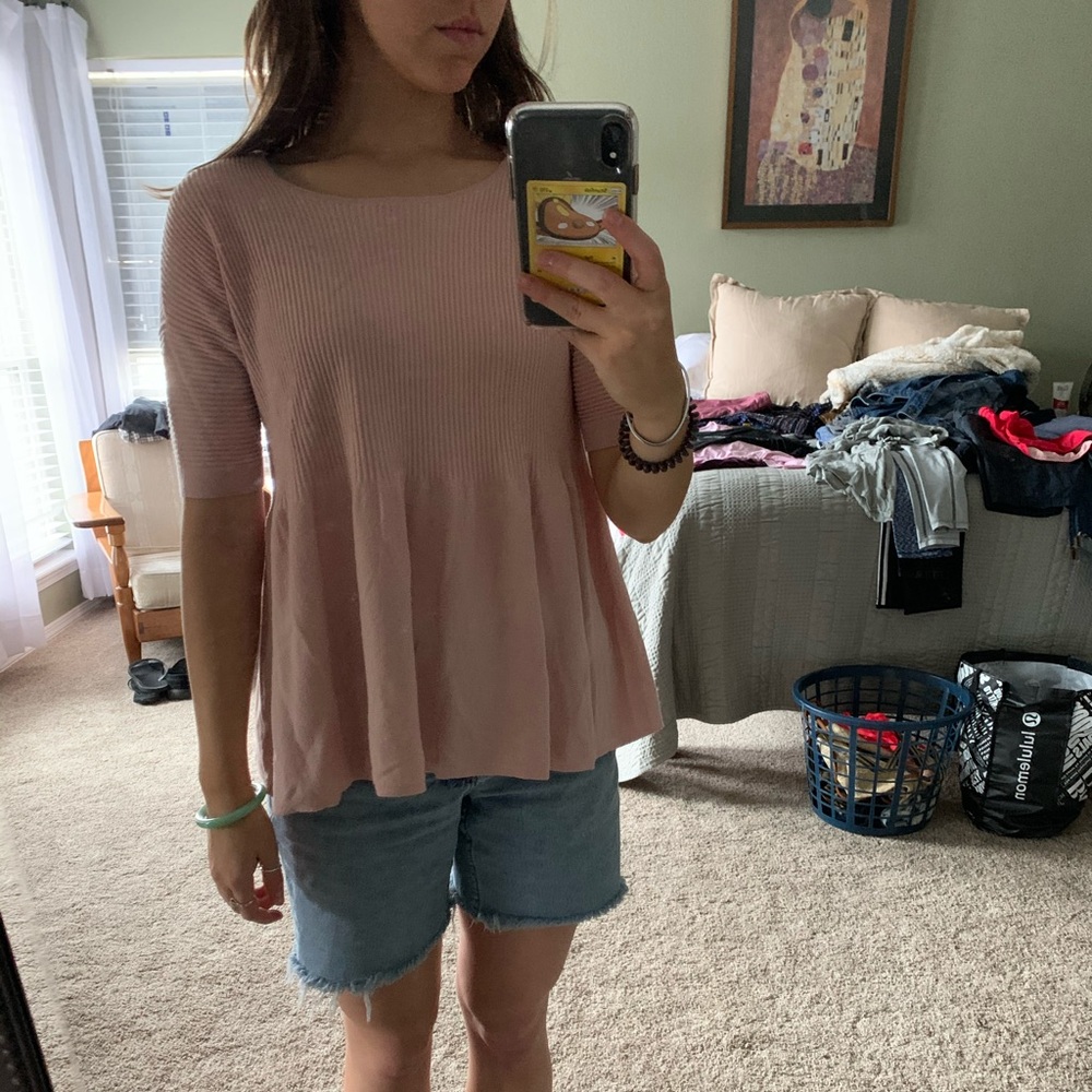 Loft Pink ribbed blouse